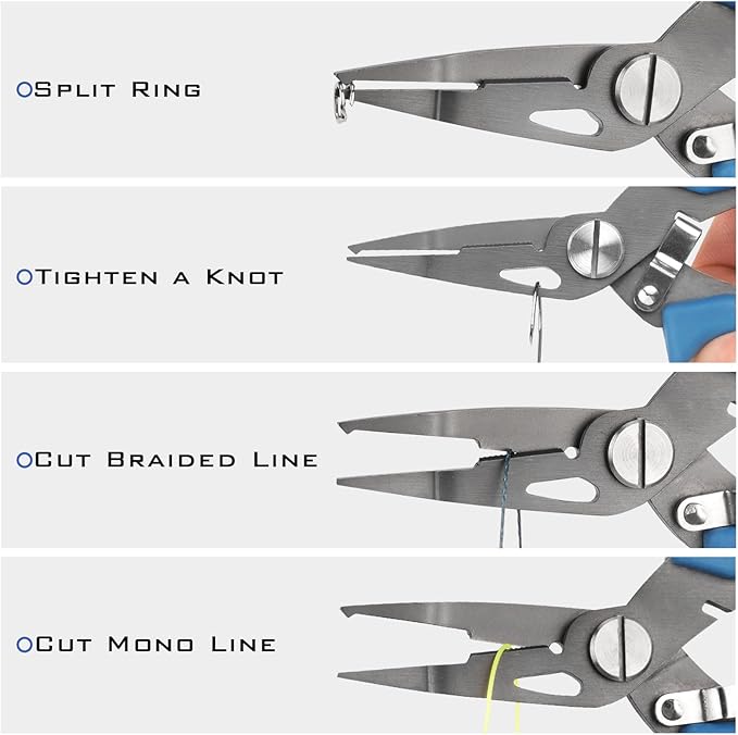 KastKing Intimidator Fishing Pliers, Corrosion Resistant Polymer Coated Fishing Tools, Tungsten Carbide Cutters, Saltwater Resistant Fishing Gear