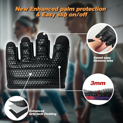 Minimal Workout Gloves,Short Micro Weight Lifting Gloves Grip Pads with Full Palm Protection & Extra Grip for Men Women Weightlifting,Gym,Cross Training,Powerlifting,WODs.