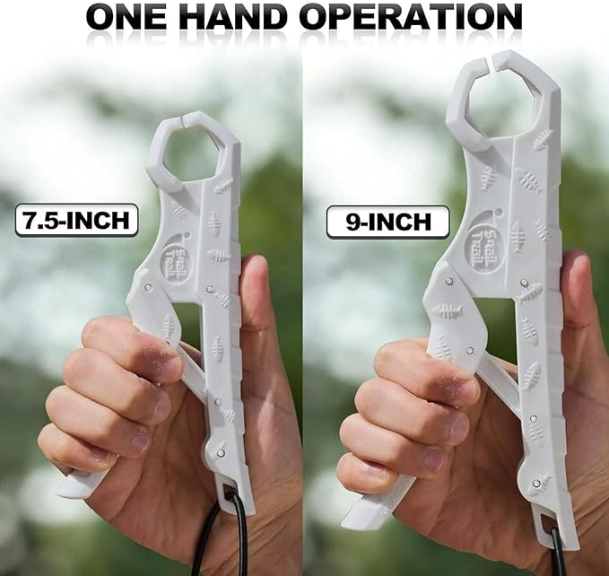 SNAIL TRAIL 7.5''/9'' Floating Fish Gripper, Fishing Grabber, Catfish Mouth Pliers, Caught Bass Holder, Digital Scale Hook Clamp, Saltwater Lip Grip Tool with Lanyard, Gifts for Men