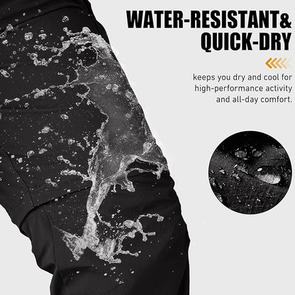 Mens Hiking Convertible Pants Quick Dry Waterproof Zip Off Lightweight Cargo Safari Fishing Work Pants Trousers with Belt