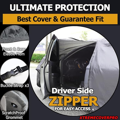 All Weather Waterproof car Cover Good for rain Snow uv Protection dust Large Size SUV Sienna Escalade Tahoe Yukon X7 Sequoia Range Rover Pacifica Gray