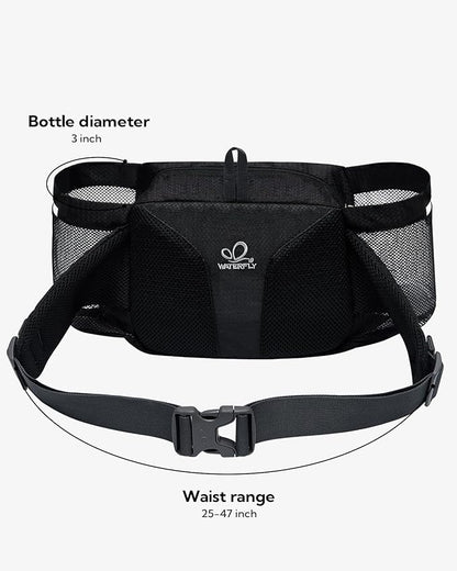 WATERFLY Fanny Pack Waist Bag: Waist Pack for Women Men with Two Water Bottle Holder Hiking Fanny Pack for Running Walking DogWalking Travel Cycling