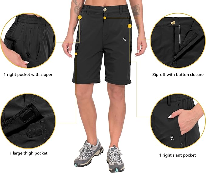 Little Donkey Andy Women's Stretch Convertible Pants, Zip Off Quick Dry Hiking Pants