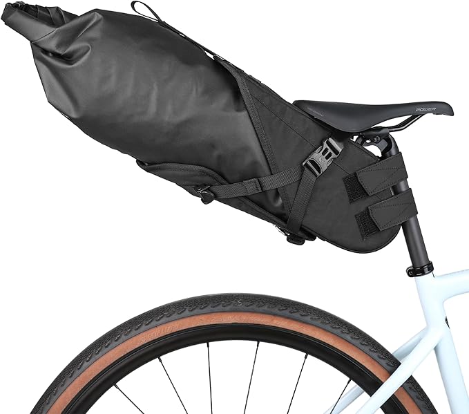 Rhinowalk 14L Waterproof Hardshell Bike Saddle Bag – Two-Piece Rear Seat Bag Tear-Resistant, No-Screw Installation, Fits Most Bikes-Black