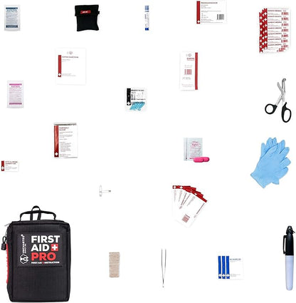 Uncharted Supply Co. First Aid Pro Kit for Emergency Preparedness Survival - Car, Backpacking, Hiking, and Camping - Compact, Lightweight, Water-Resistant - Fully Stocked
