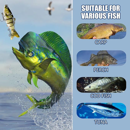 Multi Jointed Swimbait for Freshwater and Saltwater with case Fishing Lures with Sharp Hooks Top Water Bionic Swimming Lure Kit for Bass Trout Pike Walleye