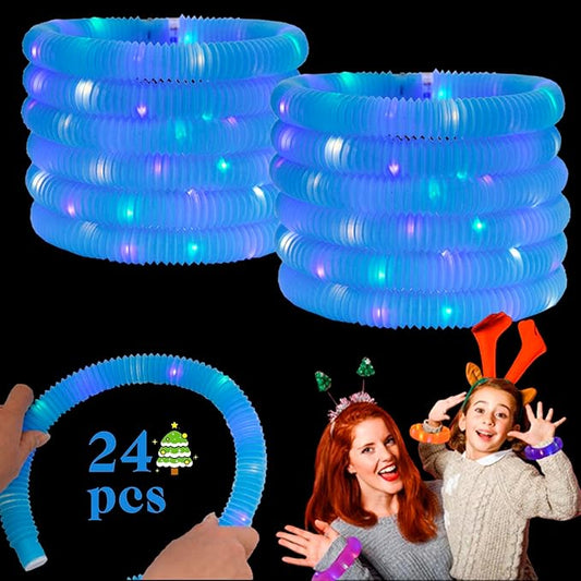 Blue 24 Pack Light Up Party Favors Supplies,Bulk Glow Sticks Bracelet,Necklace Accessories for Kids,Birthday Return Gifts Treats,Easter Basket Goodie Bag Stuffer Fillers for Boys Girls