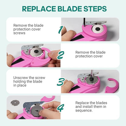 VLOXO Cordless Cardboard Cutter, Electric Scissors with Safety Lock, 4V Electric Fabric Cutter Rotary Powerful Fabric Scissors Recharge Multi-Cutting Tool for Carpet Leather Felt with Storage Box Pink