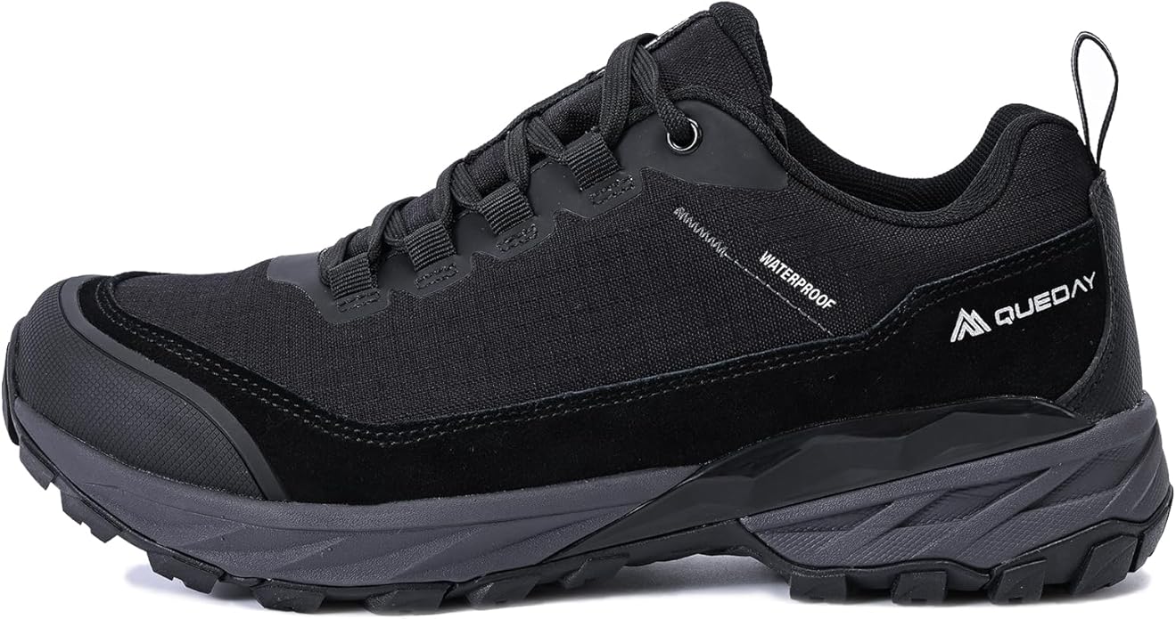Queday Mens Waterproof Hiking Shoes Lightweight Outdoor Cordura Walking Shoes Breathable Hike Trekking Trails Camping Climbing