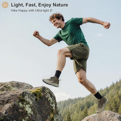 Men's Waterproof Hiking Boots Lightweight Comfortable Breathable Outdoor All-Terrain Trekking Ankle Boots