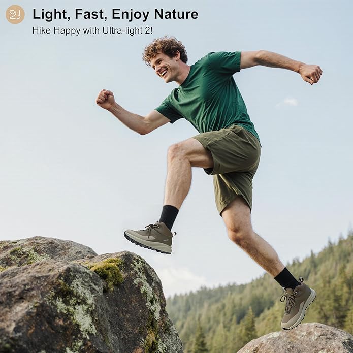 Men's Waterproof Hiking Boots Lightweight Comfortable Breathable Outdoor All-Terrain Trekking Ankle Boots