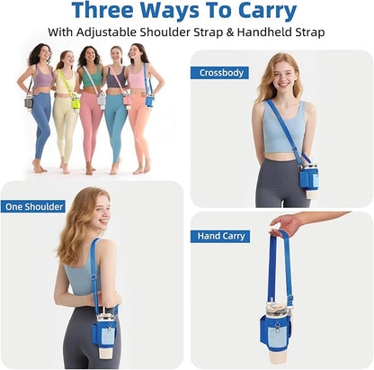 All Day Quencher Carry All for Stanley 40/30 oz Tumbler, Crossbody Bag with Phone Holder & Strap, Water Bottle Carrier Bag