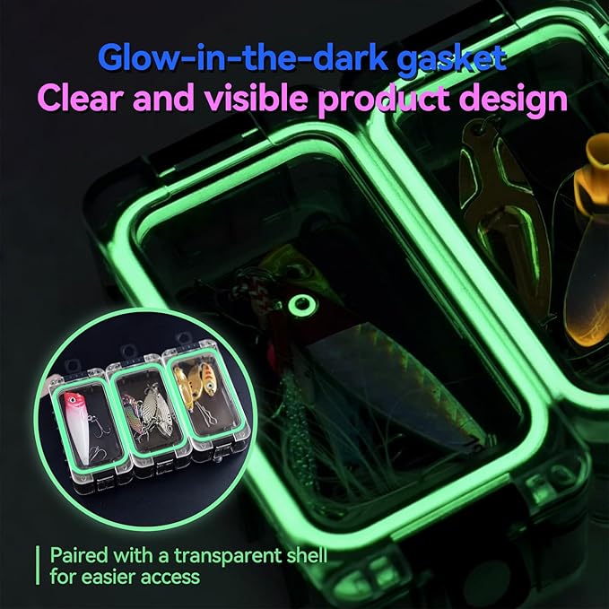 Tackle Box 4 and 8pcs Optional Combination Removable Freely Assemble Fishing Tackle Storage Cube Waterproof Fishing Tackle Organizer With Strong Magnetic Function Luminous (8, Black)