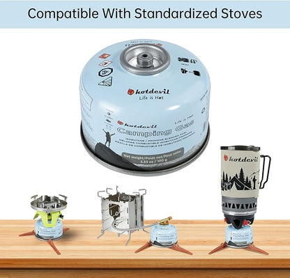 Hotdevil Isobutane Fuel Canister 100 Gram Camping Stove Fuel Butane Propane Blend Camping Fuel Gas Canister Backpacking Fuel Light-weight Compact Camping Fuel Mini Propane Tanks Camp Stove Fuel 3.53oz
