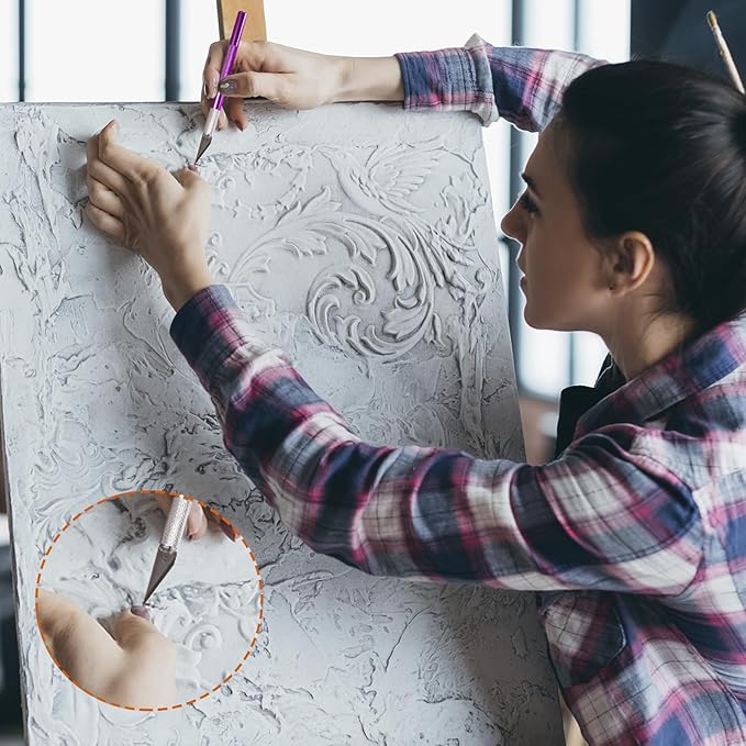 15 Pack Exacto Knife Set, Hobby Knife, Back to School Supplies Craft Knifes Kit for Art, Carving, DIY, Scrapbooking, Art, Cutting, Stencil(Purple)