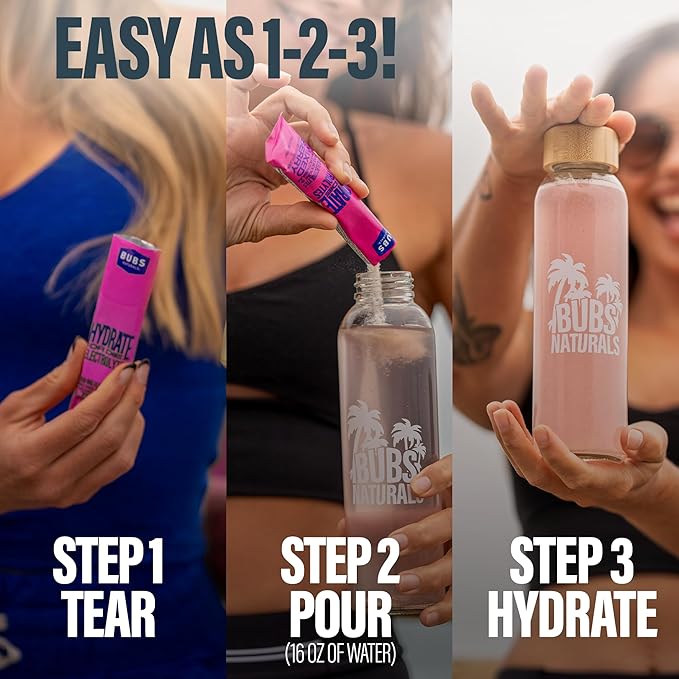 BUBS Naturals - Hydrate or Die Electrolytes Powder Packets for Fast Absorption | Premium 2000mg Electrolyte Powder | for Sports, Recovery & Well-Being (Natural Mixed Berry Flavor, 20 Sticks)