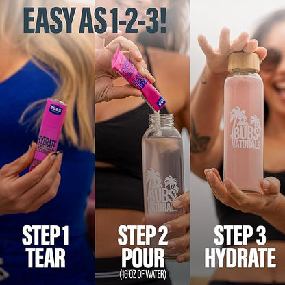 BUBS Naturals - Hydrate or Die Electrolytes Powder Packets for Fast Absorption | Premium 2000mg Electrolyte Powder | for Sports, Recovery & Well-Being (Natural Mixed Berry Flavor, 20 Sticks)