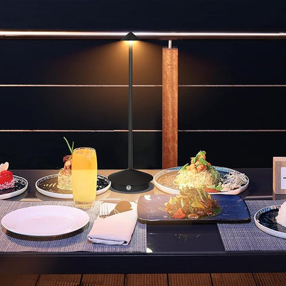 2-Pack 6000mAh Rechargeable Led Table Lamp Cordless,3000K-6000K Stepless Dimming Touch Lamps with Memory Function,IP54 Waterproof Aluminum Table Light for Outdoor/Bars/Restaurant/Patio(Black)