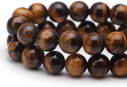 Youngbling Natural Gemstone Beads for Jewelry Making,10mm Tiger Eye Polished Round Smooth Stone Beads,Genuine Real Stone for Bracelet Necklace 15 Inch(Tiger Eye,10mm)