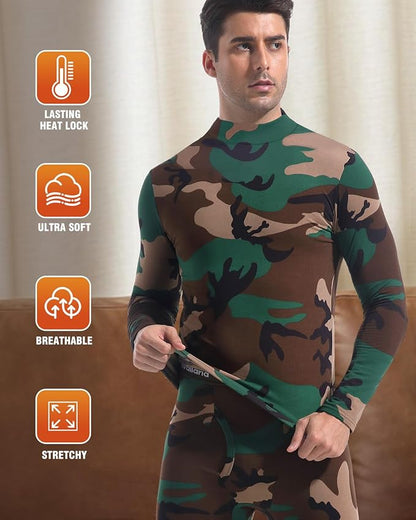 CL convallaria Long Johns Thermal Underwear for Men Soft Fleece Lined Base Layer Cold Weather Top Bottom Gift Set