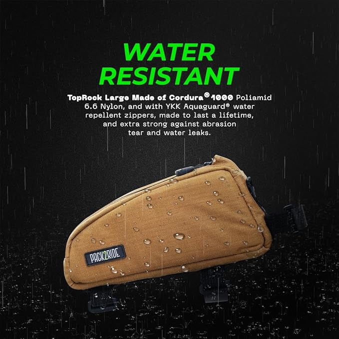 Toprock Frame Bag - Water Resistant, Durable Cordura Fabric & Bicycle Daily Essentials Holder - Top Tube, Frame Storage, Bikepacking for Road, Gravel Cycling - Coyote (1 L)