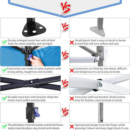 Alishebuy 10x10 Pop Up Canopy Tent with 4 Removable Sidewalls 2.0, Waterproof Commercial Instant Gazebo Tent Outdoor Canopy Tents for Party/Exhibition/Picnic with Carry Bag,4 Stakes & Ropes (Blue)