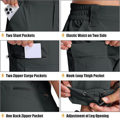 Mens Hiking Pants Convertible Quick Dry Zip Off Fishing Travel Safari Pants