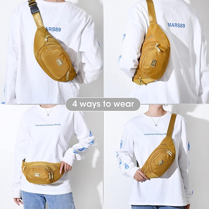 DAITET Crossbody Fanny Pack for Men&Women,Large Waist Bag & Hip Bum Bag with Adjustable Strap for Outdoors Workout Traveling Casual Running Hiking Cycling