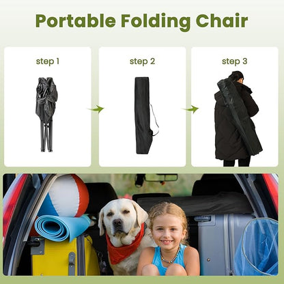 2 Pack Oversized Folding Camping Chair for Adults, Supports 500 LBS Camping Chairs, Outdoor Lawn Chairs for Adults, Portable Chairs for Camping, Beach, Fishing, Hiking, Gray