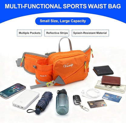 Waist Pack with Water Bottle Holder for Men and Women for Running Climbing Hiking Fitness Cycling and Other Outdoor Sports (Orange)