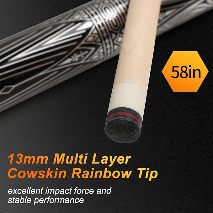 IIQ Pool Cue Stick: 3 in 1 Unique Billiard Pool Cue Pioneer Sticks with 2 Weight Increasing Screws Extension Rod, Cool Bag, Joints Protectors