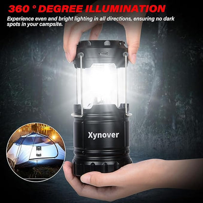 Solar Camping Lantern 4-Pack - Rechargeable LED Lights, Magnetic Base & Foldable Hanging Hook- Collapsible Lamp Battery Powered Perfect for Power Outages, Hiking, Campsites, Emergencies