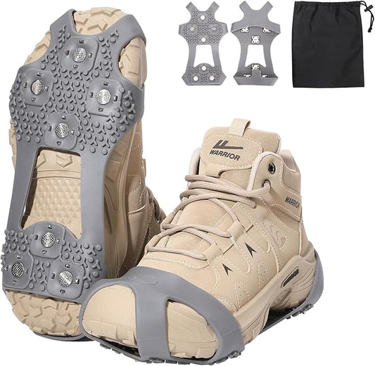 Crampons Anti-Slip Ice Cleats for Boots Shoes Shoe Spikes Snow Grips Cleats for Ice and Snow Anti-Slip Rubber Traction Cleats for Hiking Fishing Walking