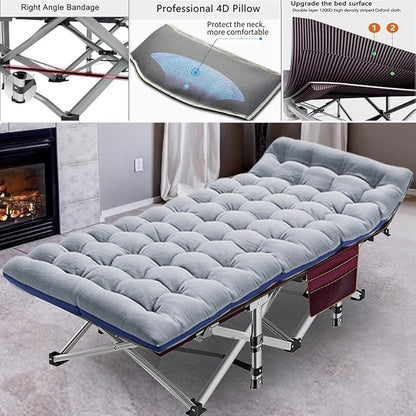 ABORON Folding Camping Cot for Adults, Double Layer 1200D, 500lb Capacity, Heavy Duty Guest Cot with Mat & Carrying Bag for Indoor & Outdoor Use