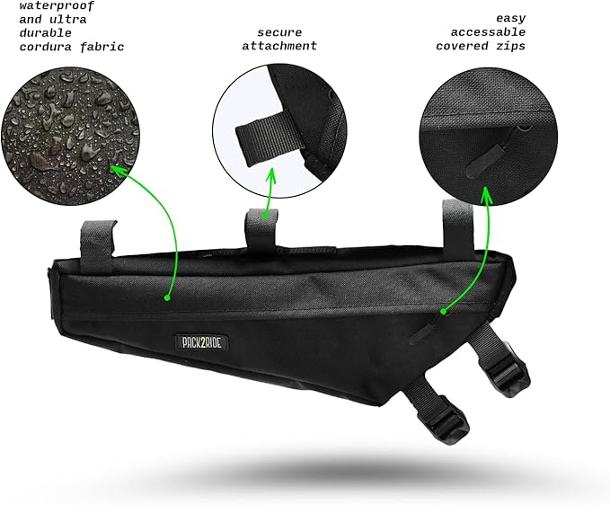 Mira Bike Frame Bag - Water Resistant, Durable Cordura Fabric & Bicycle Equipment Bag - Biking Storage, Bikepacking Pouch, Road for Cycling Adventures