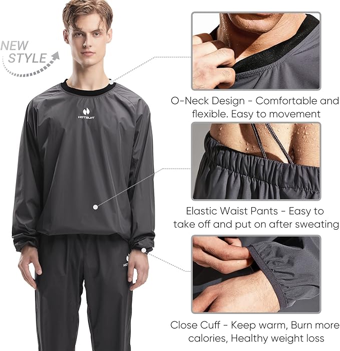 HOTSUIT Sauna Suit Men Anti Rip Sweat Suits Gym Boxing Workout Jackets