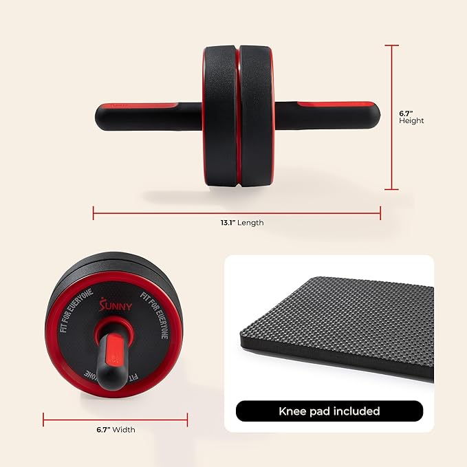 Sunny Health & Fitness Waist Trainer Ab Roller with Elbow Support, Training Wheels, Foldable for Home Gym, Abdominal Exercises, Core Strength, Glute Trainer, Crunch Workouts with Optional Dip Station