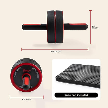 Sunny Health & Fitness Waist Trainer Ab Roller with Elbow Support, Training Wheels, Foldable for Home Gym, Abdominal Exercises, Core Strength, Glute Trainer, Crunch Workouts with Optional Dip Station