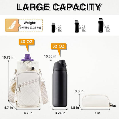 Water Bottle Carrier Bag with Strap, Water Bottle Holder Crossbody Bags for Women Men for Walking, Hiking,Cycling