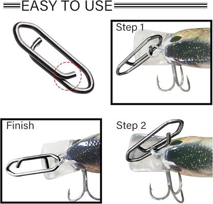 Atibin Stainless Lock Snaps Swivel Steel Saltwater Connector Fishing Snap Line High Strength Fishing Clip Power Lure Connector