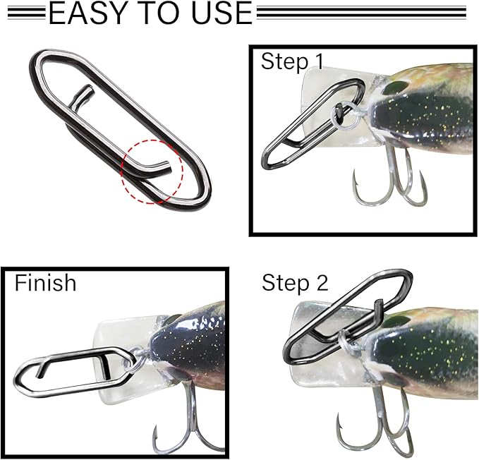 Atibin Stainless Lock Snaps Swivel Steel Saltwater Connector Fishing Snap Line High Strength Fishing Clip Power Lure Connector