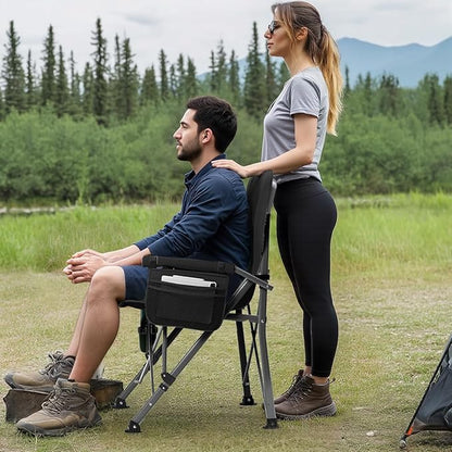 Oversized Camping Chair for Adults Heavy Duty,Heavy Duty Lawn Chair with Side Pockets，Outdoor Camping, Fishing, Beach,Hiking Foldable Camping Chair