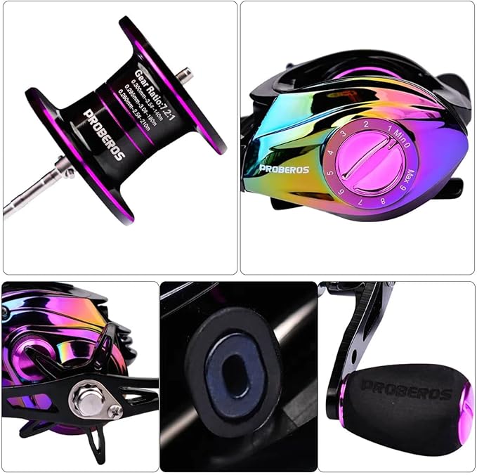 Baitcaster Reels, Lightweight Bait Caster Reel - 7.2:1 Gear Ratio, Up to 22lbs Drag Capacity, Magnetic Brakes, Perfect for Saltwater Fishing and Surf Fishing Rods