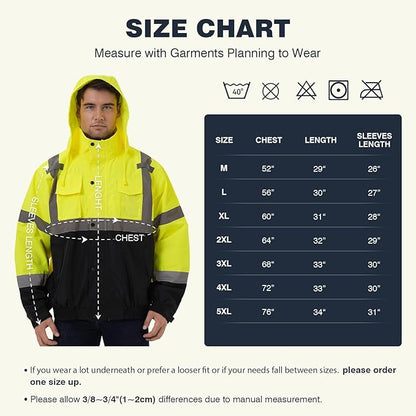 SKSAFETY Hi Vis Reflective Rain suits for Men Waterproof - High Vis Safety Rain Jacket, High Visibility Raincoat for Men
