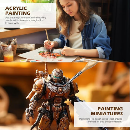 Golden Maple Miniature Paint Brushes, 15PC Model Brushes Micro Detail Paint Brush Set, Fine Detailing for Acrylics, Oils, Watercolors & Paint by Number, Figurine (Wood Color)