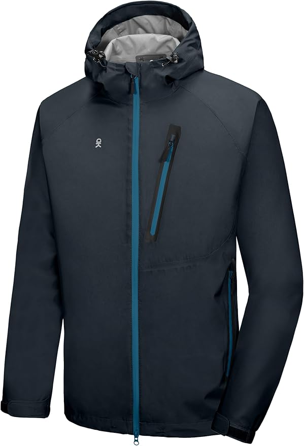 Little Donkey Andy Men's Waterproof Rain Jacket Outdoor Lightweight Rain Shell Coat for Hiking,Golf,Travel