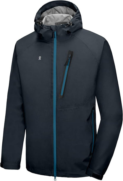 Little Donkey Andy Men's Waterproof Rain Jacket Outdoor Lightweight Rain Shell Coat for Hiking,Golf,Travel