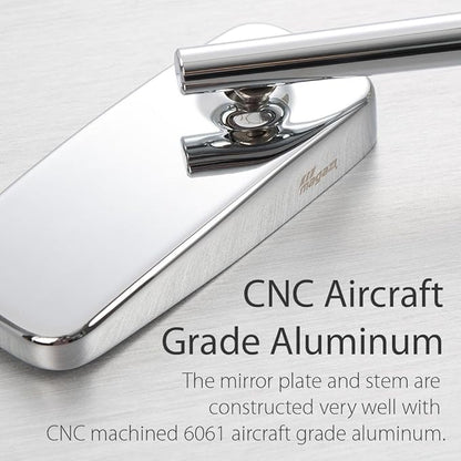 KiWAV Motorcycle Mirrors Rear View Side Rectangular ClassicPlus Chrome Convex Aspherical Anti-Glare Blue Tinted Glass Longer Stem Compatible for Custom Harley Street 500 750 Pack of Pair