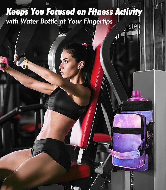 Nuovoware Water Bottle Carrier Bag,25oz/40oz/64oz Bottle Pouch Holder,Adjustable Shoulder Hand Strap 2 Pocket Sling Neoprene Sleeve Sports Accessories for Hiking Travelling Camping