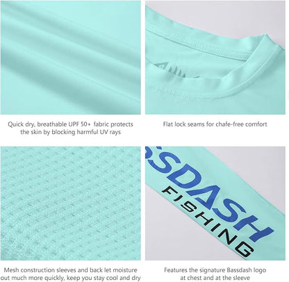 BASSDASH Fishing T Shirts for Men UV Sun Protection UPF 50+ Long Sleeve Tee T-Shirt